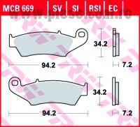 Set placute frana TRW MCB669 – Gas Gas EC – Honda CR – XLR – XR - CRF - Kawasaki KX – KLX – Yamaha WR 125-750cc
